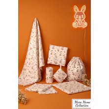More Home Bebek Müslin Bez Battaniye Set 6 Parça Havuç Yiyen Tavşan Gri Kırmızı