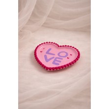 Atiye Studio El Yapımı Taş Tozu Kalp Dekoratif Tabak – Love Yazılı Özel Tasarım Sevgililer Günü Hediyesi Pembe Dekoratif Obje