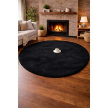 Homz Tavşan Tüyü Peluş Halı Kaymaz Taban Yumuşak Dokulu Salon Yatak Odası Halısı Yuvarlak Bej