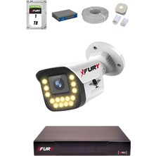 Fury 15 Warm LED Ip Güvenlik Kamera Seti 1 Kameralı Sesli 4mp Gece Renkli Su Geçirmez 1403S 1tb