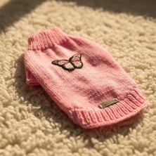 Lady Fify Kedi ve Köpek Için Kelebekli Pembe Kazak