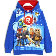 Ninjago Roblox Oyun Baskılı Erkek Çocuk Kapşonlu Sweatshirt 5 - 10 Yaş Saks