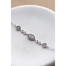 Two Arts Kadın 925 Ayar Gümüş Nazar Boncuğu ve Sonsuzluk Charm Bileklik | Hediye Kutusunda