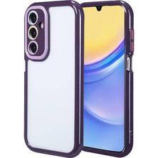 Büşra Ayhan Galaxy A15 Kılıf Kamera Korumalı Renkli Kenar ve Çerçeve Tasarımlı Bsay Vitamin Kapak-Derin Mor