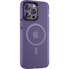 Büşra Ayhan Apple iPhone 14 Pro Kılıf Mat Arka Yüzey Wireless Şarj Özellikli Bsay Locik Kapak-Derin Mor