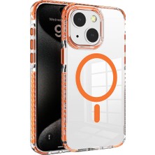 Büşra Ayhan Apple iPhone 15 Kılıf Magsafe Şarj Özellikli Airbagli Takılabilir Askı Aparatlı Bsay Nana Kapak-Turuncu