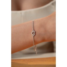 Two Arts Kadın Gümüş Bileklik Zirkon Taşlı Kalp Figürlü