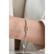 Two Arts Kadın 925 Ayar Gümüş Zincir Detaylı Zarif Bileklik | Hediye Kutusunda