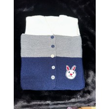 Ekinoksen Erkek Çocuklar Için Tavşan Motifli Lacivert Beyaz Yelek