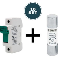 Derko 10 Takım 1000VDC Solar Güneş Paneli Sigorta ve Kartuş Yuva Seti 25 Amper