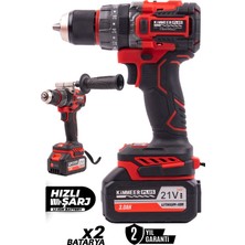 Kimmeer Plus Kimmeer Plu Profesyonel 21V Çift Akülü Vidalama Çelik Mandren Kömürsüz Motor Darbeli Şarjlı Matkap