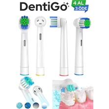DentiGo Braun - Oral B Şarjlı ve Pilli Diş Fırçası Uyumlu 4 Adet Yedek Başlık