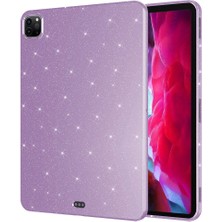 Büşra Ayhan iPad Pro 11 2020 (2.nesil) Simli Parlak Görünümlü Uyumlu Bsay Tablet Koton Kılıf-Lila