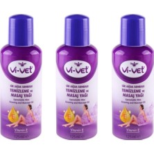 Vi-Vet 3 Adet Sir Ağda Sonrası Temizleme ve Masaj Yağı 125 ml E Vitamini ile Yumuşaklık Sağlar