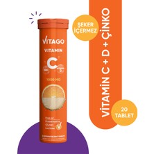 Vitago 20'li Vitamin C, Vitamin D, Çinko İçeren Efervesan Tablet Takviye Edici Gıda