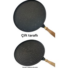 Ulutaş Çift Taraflı Granit Döküm Gözleme Bazlama Izgara Tava  Pizza Börek kalın tava