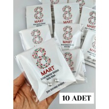 Toka Sepetim Kadınlar Günü 8 Mart Temalı Inci Küpe Hediye 10 Adet