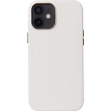 Büşra Ayhan iPhone 12 Mini Kılıf Bsay Leathersafe Wireless Kapak-Beyaz