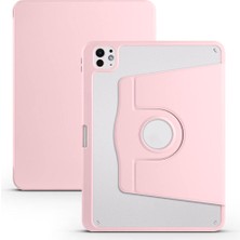 Büşra Ayhan iPad Pro 11 2025 M5 Kılıf Zore Termik Kalem Bölmeli Dönebilen Standlı Kılıf - Pembe