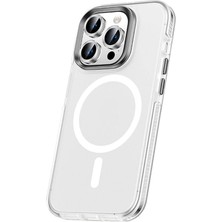 Büşra Ayhan Apple iPhone 15 Pro Max Kılıf Airbagli Magsafe Wireless Şarj Özellikli Lens Koruyuculu Bsay Klaptika Kapak-Renksiz