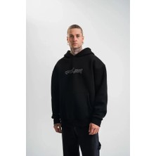 Veralya Unisex Üç Iplik Kapşonlu Nakışlı Sweatshirt