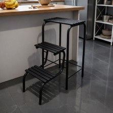 Mihman Home Katlanır Merdivenli Tabure 2 Basamaklı – Metal Çok Amaçlı Tabure Siyah