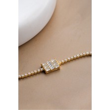 Two Arts Kadın 925 Ayar Gümüş Baget Zirkon Taşlı Bileklik | Hediye Kutusunda