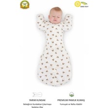 Guaraz %100 Organik Pamuk Yumuşacık Dokulu Bebek Kundak - Eldiven Manşetli Fermuarlı Uyku Tulumu