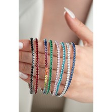 Two Arts Kadın Gümüş Bileklik Turkuaz Zirkon Taşlı Su Yolu