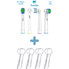 DentiGo Oral B Uyumlu Şarjlı ve Pilli Fırça Yedek Başlığı 4 Kapak Hediyeli