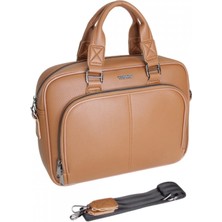 Elit Cambridge Polo Suni Deri Evrak Çantası Taba Renk