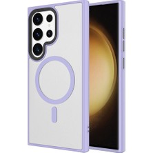 Büşra Ayhan Galaxy S24 Ultra Kılıf Sert Pc Arka Yüzey Wireless Şarj Özellikli Bsay Flet Magsafe Kapak-Lila