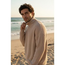 Mandala Tekstil Casual Erkek Salaş Rahat Kalıp Kışlık Kaliteli Dokulu Boğazlı Triko Kazak