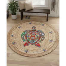 Bazaar Forum Ütopya Dijital Baskı Dokuma Pamuk Kaymaz Taban Yuvarlak Halı