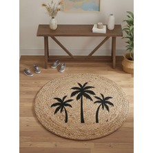 Bazaar Forum Ütopya Dijital Baskı Dokuma Pamuk Kaymaz Taban Yuvarlak Halı