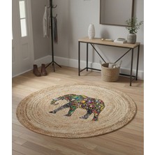 Bazaar Forum Ütopya Dijital Baskı Dokuma Pamuk Kaymaz Taban Yuvarlak Halı