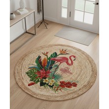 Bazaar Forum Ütopya Dijital Baskı Dokuma Pamuk Kaymaz Taban Yuvarlak Halı