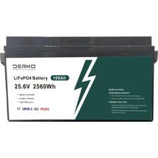 Derko Lityum Ion Lifepo4 25,6V 100AH Batarya Akü Solar Panel Güneş Enerji Sistemleri Için