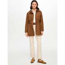 Faik Sönmez Taşlı Rüzgarlık Detaylı Beli Tünelli Trençkot S26TNC006