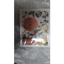 Es Dekor Kırmızı Çiçek Kuşlu Minderli Desenli Keyif Tepsisi Kahvaltı Tepsi