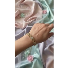 Solène Kuarz Zirkon Taşlı Rose Gold Altın Kaplama Çelik Bileklik