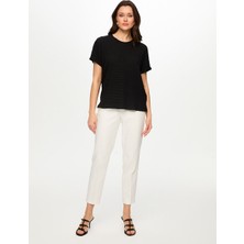 Faik Sönmez Kendinden Bürümcük Detaylı Kısa Kol Yuvarlak Yaka T-Shırt S26TSH083