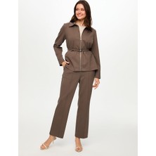 Faik Sönmez Önü Fermuarlı Kemer Detaylı Örme Ceket S26CKT023