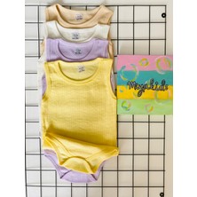 Miyakidsworld Büyük Boy Çocuk Çıtçıtlı Body 3-12 Yaş Esnek Kumaş , Rahat Kalıp Renkli 4 Adet
