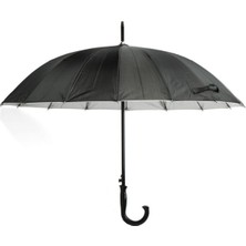 Normadia Siyah J-38 Otomatik Baston Şemsiye, 16 Telli, 100 cm Çap, Desenli Kumaş