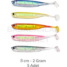 Arkhelais Yassı Kuyruk Silikon Balık Yemi 8 cm 2 G – Levrek, Sudak, Turna Için 5’li Paket
