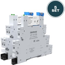 Derko 10 Adet  41F-1Z-C2N 24VDC Yay Baskılı Klemens Slim Röle ve Soketi