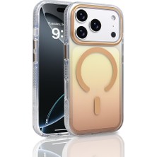 Büşra Ayhan iPhone 17 Pro Kılıf M-Safe Şarj Özellikli Transparan Renk Geçişli Bsay Toros Kapak - Gold
