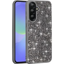 Büşra Ayhan Galaxy A36 Kılıf Parlak Taşlı Tasarım Bsay Pırlanta Kapak - Gri