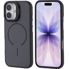 Büşra Ayhan iPhone 17 Kılıf M-Safe Şarj Özellikli Kamera Standlı Zore Notron Kapak - Siyah